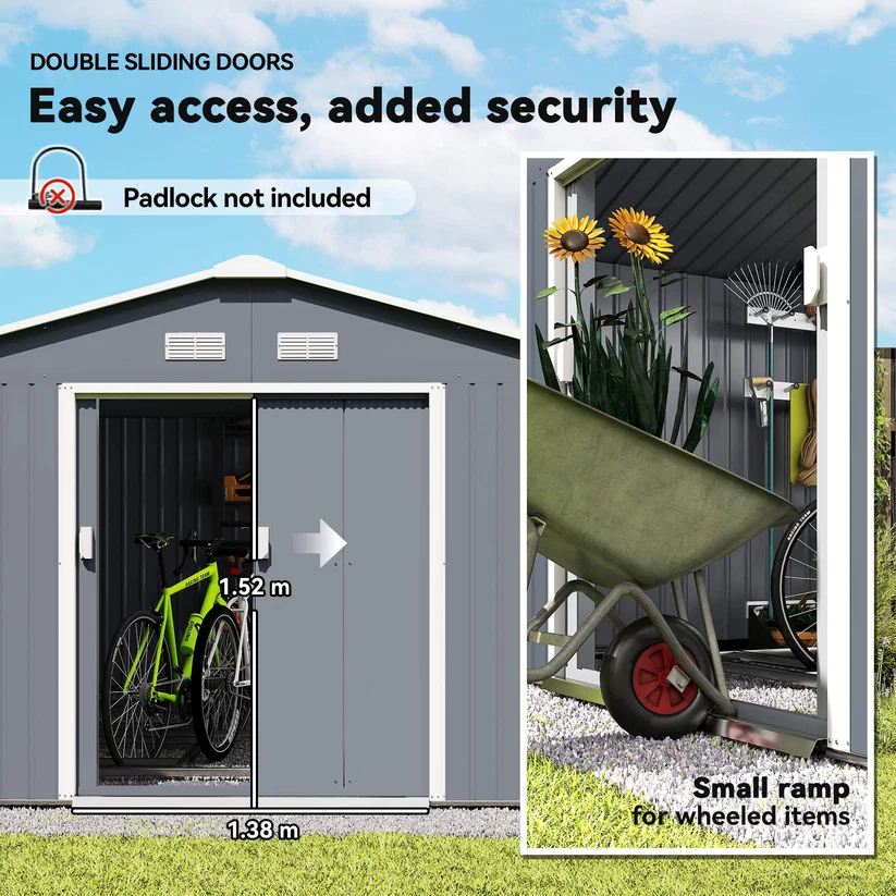 Zeligashop Heavy-Duty Metal Garden Storage Shed - Image 4